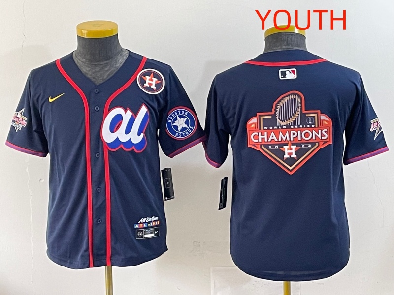 Youth  2025 Houston Astros Blank Drak Blue All star Nike MLB Jersey style 003